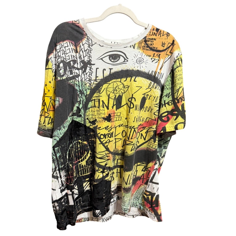 Smiley Industrial Indigo Graphic T Shirt Men's All Over Print NYC Paris‎ London